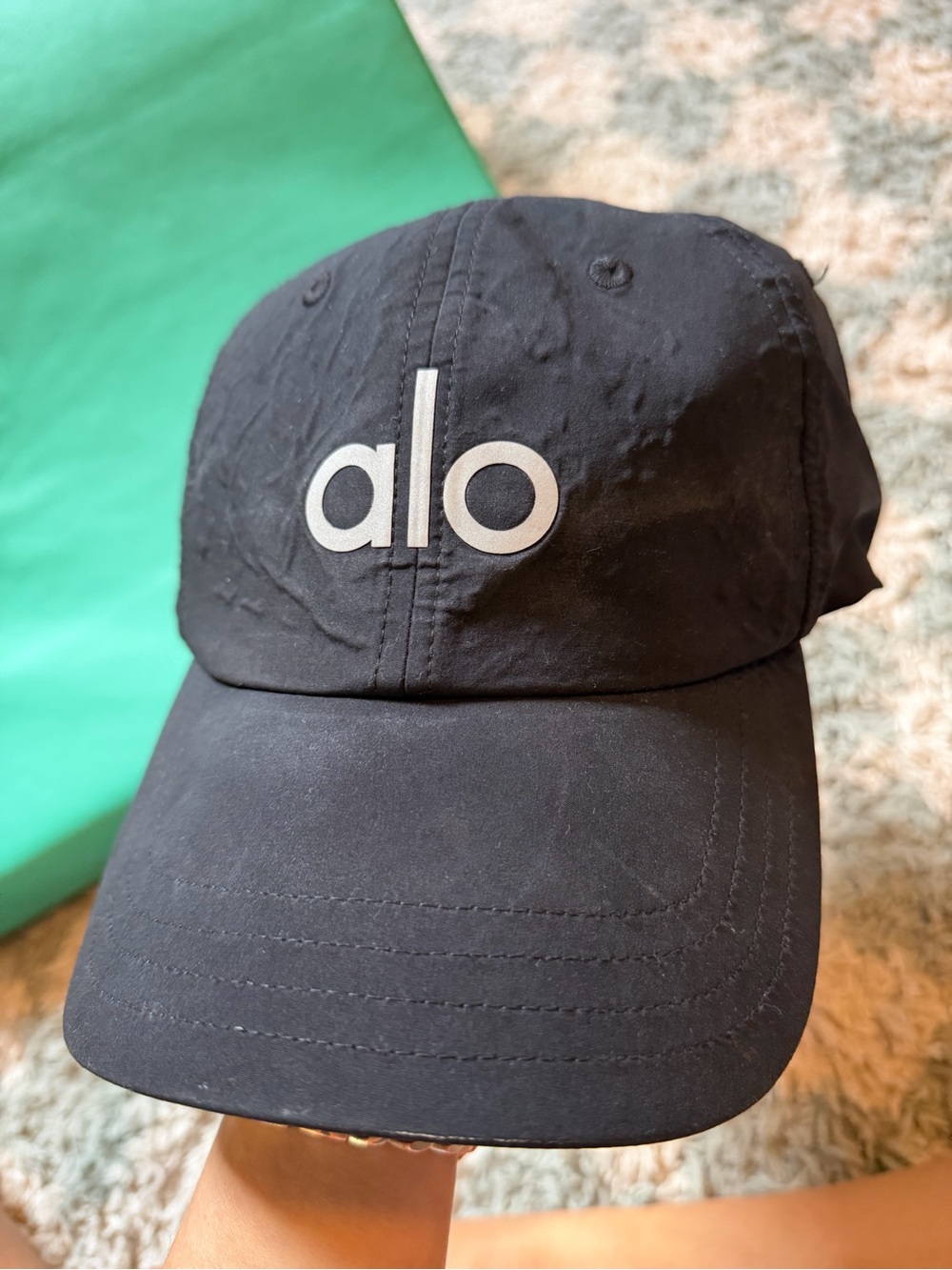 ALO Yoga Kids Black Cap with White Logo